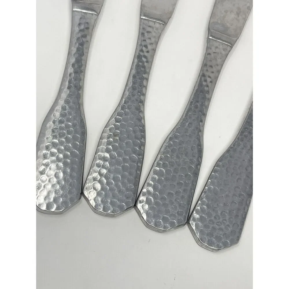 Pier 1 Imports Pll1 Dinner Modern Solid Knives Stainless Hammered 9.25” Set Of 4